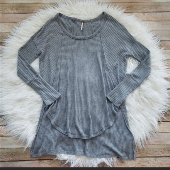 Free People Ventura Hi Low Waffle Knit Thermal Top - Picture 2 of 4